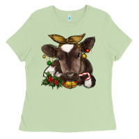Matcha christmas baby cow Ladies Tee - RanaPortraitStore
