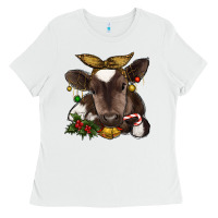White christmas baby cow Ladies Tee - RanaPortraitStore