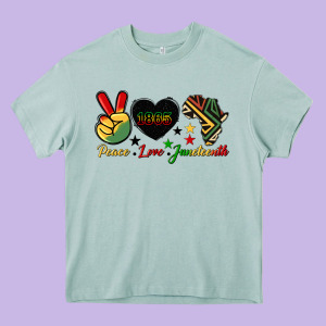 Peace Love Juneteenth 1865 Heavy Core Tee Designed By Hra Design Shop
