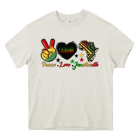 Cream peace love juneteenth 1865 Heavy Core Tee - HRA Design Shop