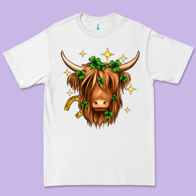 St. Patrick's Day Highland Cow Premium Tee Designed By Neo Western