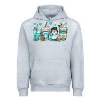 Heather Grey winter coffee cups Urban Hoodie - OliviaCreatesArt