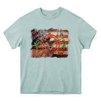 Arona deer hunting target american flag  background Heavy Core Tee - BarkalooDesign