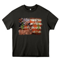 Asphalt deer hunting target american flag  background Heavy Core Tee - BarkalooDesign