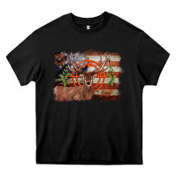 Black deer hunting target american flag  background Heavy Core Tee - BarkalooDesign