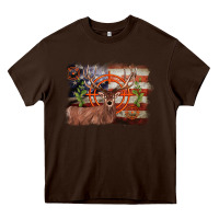 Chocolate Brown deer hunting target american flag  background Heavy Core Tee - BarkalooDesign