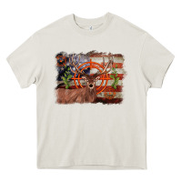 Cream deer hunting target american flag  background Heavy Core Tee - BarkalooDesign
