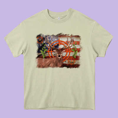 Deer Hunting Target American Flag  Background Heavy Core Tee Designed By Barkaloodesign