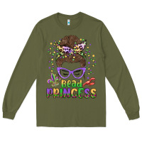 Army Green bead princess messy bun mardi gras Long Sleeve Tee - MaliasSmallBusiness