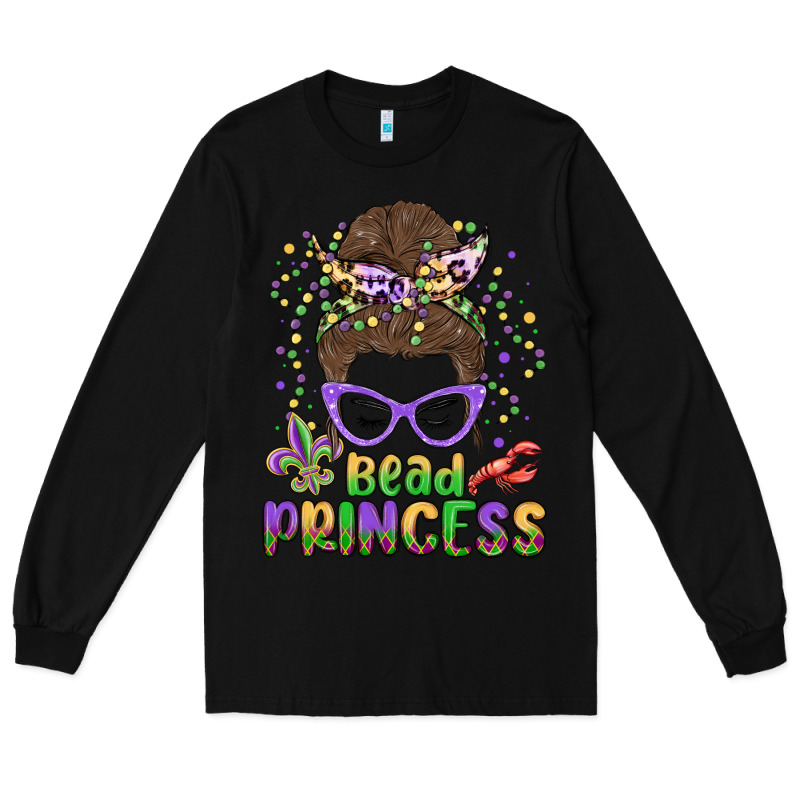 Bead Princess Messy Bun Mardi Gras Long Sleeve Tee by MaliasSmallBusiness | Teevron