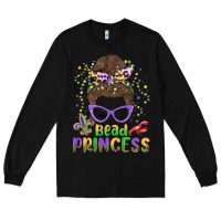Black bead princess messy bun mardi gras Long Sleeve Tee - MaliasSmallBusiness