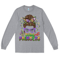Heather Grey bead princess messy bun mardi gras Long Sleeve Tee - MaliasSmallBusiness