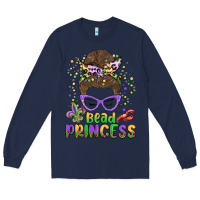 Navy bead princess messy bun mardi gras Long Sleeve Tee - MaliasSmallBusiness