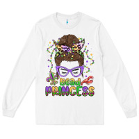 White bead princess messy bun mardi gras Long Sleeve Tee - MaliasSmallBusiness