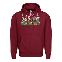 Burgundy easter cow Zipper Hoodie - LillyAllenDesigns