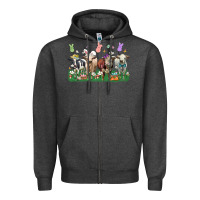 Charcoal Heather easter cow Zipper Hoodie - LillyAllenDesigns