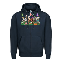 Navy easter cow Zipper Hoodie - LillyAllenDesigns