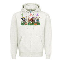 Oatmeal Heather easter cow Zipper Hoodie - LillyAllenDesigns