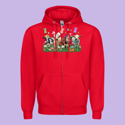 Easter Cow Zipper Hoodie Designed By Lillyallendesigns