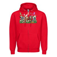 Red easter cow Zipper Hoodie - LillyAllenDesigns