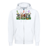 White easter cow Zipper Hoodie - LillyAllenDesigns