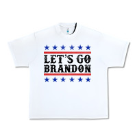 White Let's Go Brandon American Flag Urban Heavy Tee - Jasminsmagicworld
