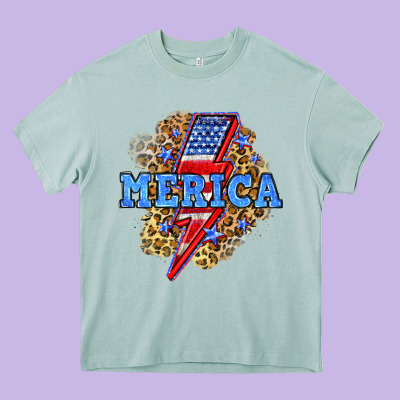Merica Lightning Bolt Heavy Core Tee Designed By Neo Western