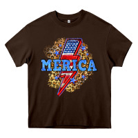 Chocolate Brown Merica lightning bolt Heavy Core Tee - Neo Western