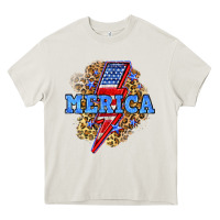 Cream Merica lightning bolt Heavy Core Tee - Neo Western