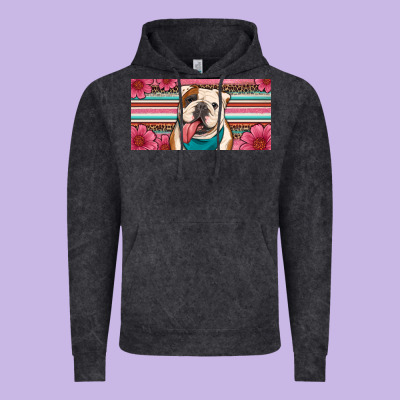 English Bulldog Floral License Plate Vintage Hoodie Designed By Artiststas