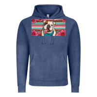 Vintage Denim english bulldog floral license plate Vintage Hoodie - Artiststas