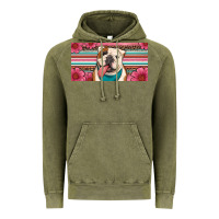 Vintage Olive english bulldog floral license plate Vintage Hoodie - Artiststas