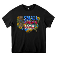 Black Small town usa 4th of july Heavy Core Tee - CowGirlArtShop