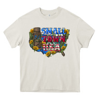 Cream Small town usa 4th of july Heavy Core Tee - CowGirlArtShop