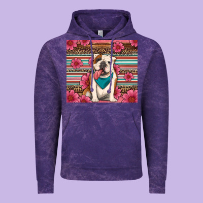 British Bulldog Floral Serape Vintage Hoodie Designed By Artiststas