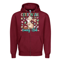 Burgundy cottontail bunny club Zipper Hoodie - LillyAllenDesigns