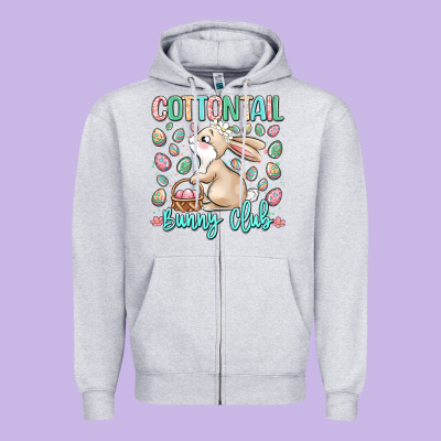 Cottontail Bunny Club Zipper Hoodie Designed By Lillyallendesigns