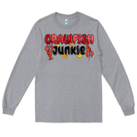 Heather Grey crawfish junkie Long Sleeve Tee - MaliasSmallBusiness