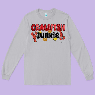 Crawfish Junkie Long Sleeve Tee Designed By Maliassmallbusiness