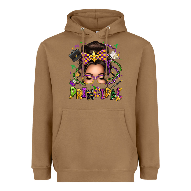 Mardi Gras Principal Caucasian Messy Bun Heavyweight Hoodie by texasbilliewilder | Teevron