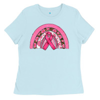 Baby Blue breast cancer rainbow Ladies Tee - RanaPortraitStore