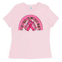 Bubblegum Pink breast cancer rainbow Ladies Tee - RanaPortraitStore