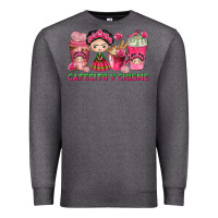 Charcoal Heather Cafecito y Chisme Coffee Cups Premium Sweatshirt - texasbilliewilder