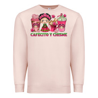 Pale Pink Cafecito y Chisme Coffee Cups Premium Sweatshirt - texasbilliewilder