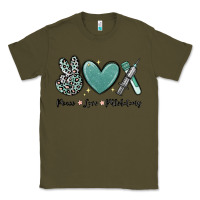Army Green peace love phlebotomy Classic Tee - MaliasSmallBusiness