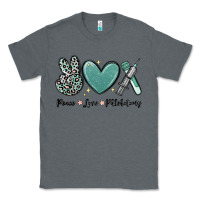 Charcoal Heather peace love phlebotomy Classic Tee - MaliasSmallBusiness