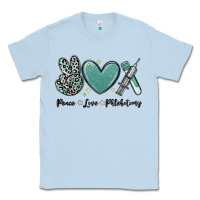 Dusty Blue peace love phlebotomy Classic Tee - MaliasSmallBusiness