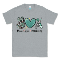 Heather Grey peace love phlebotomy Classic Tee - MaliasSmallBusiness