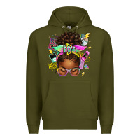 Army Green 80's babe afro messy bun Premium Hoodie - texasbilliewilder