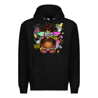 Black 80's babe afro messy bun Premium Hoodie - texasbilliewilder